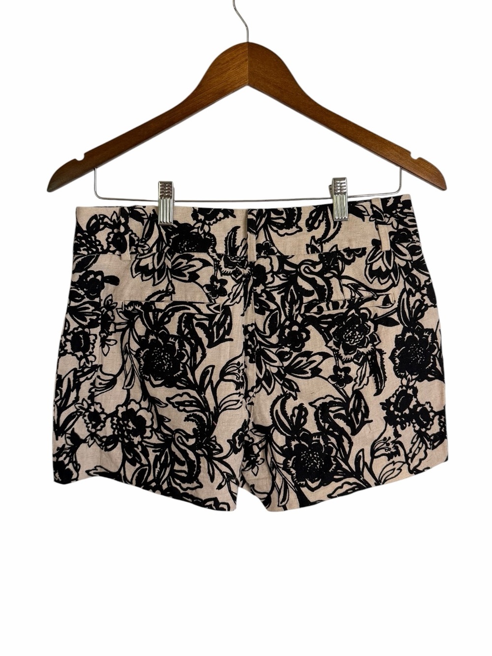 Ann Taylor Loft Cream Black Floral Linen Blend Chino Shorts Women’s Sz 2 - Picture 3 of 11